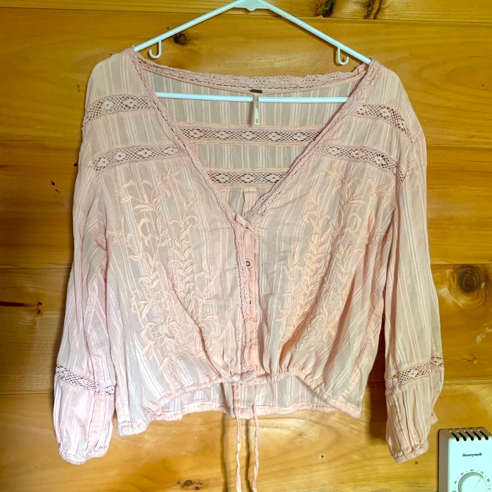 Free People size M peach/pink long sleeve